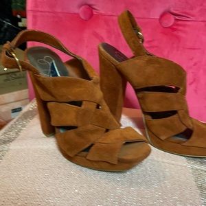 Jessica Simpson real suede platform heels 8